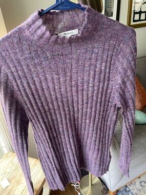 Madewell Heathered Purple Ribbed Turtleneck Sweater